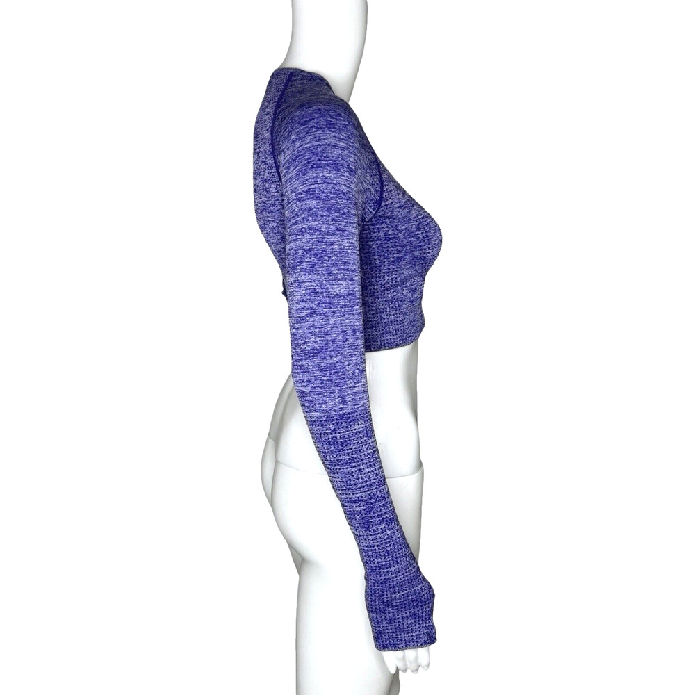 Gymshark Shirt Womens Medium Purple Seamless Crop Top Neutral Workout Athleisure - Picture 2 of 8